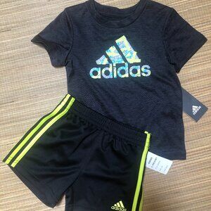 Adidas boys 2pc shorts set black size 12 months